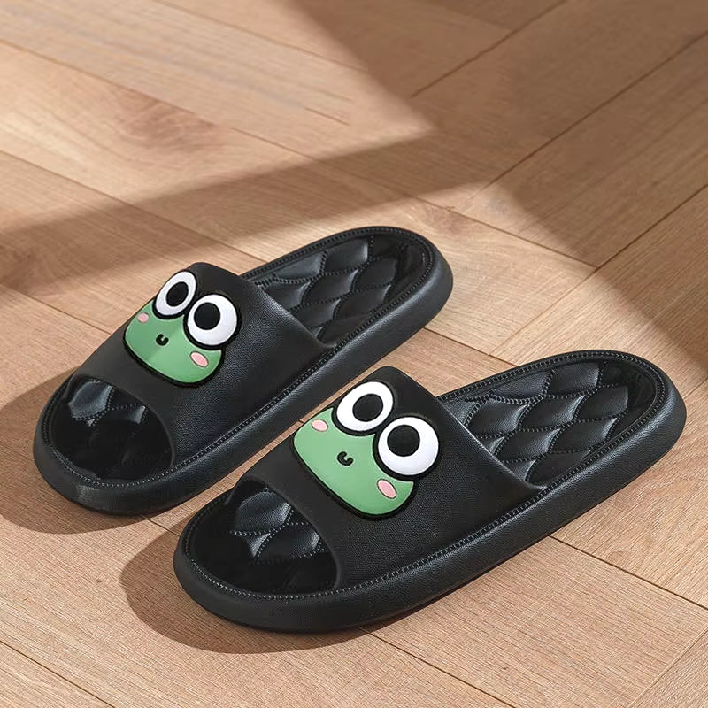 Summer Beach Slides Bathroom anti Slip Slipper Non-Slip Home Flip Flops Cartoon Frog Soft Sandals